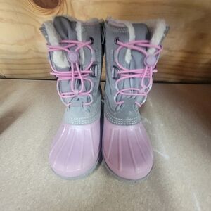 Land's End Girls Pink and Gray Winter Boots